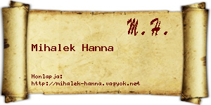 Mihalek Hanna névjegykártya